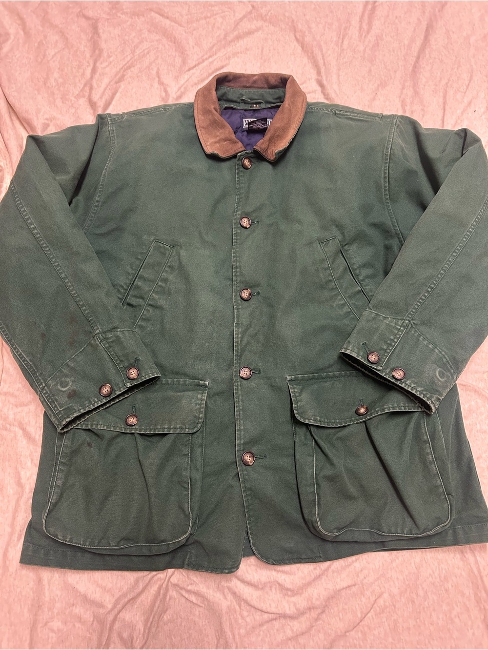 Vintage Y2K Land’s End Field Chore Coat Removable Lining Cotton Canvas 90s